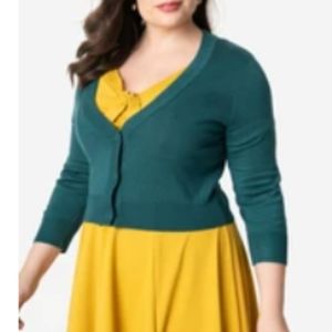 3/4 Sleeve Cropped Cardigan Peacock